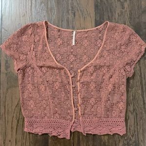 Free People, cropped lace top